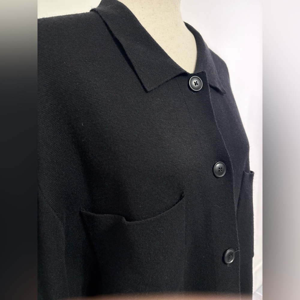 NWT Quince Eco-Knit Milano Stitch Oversized Shirt Jacket Black Sz M - Picture 3 of 6